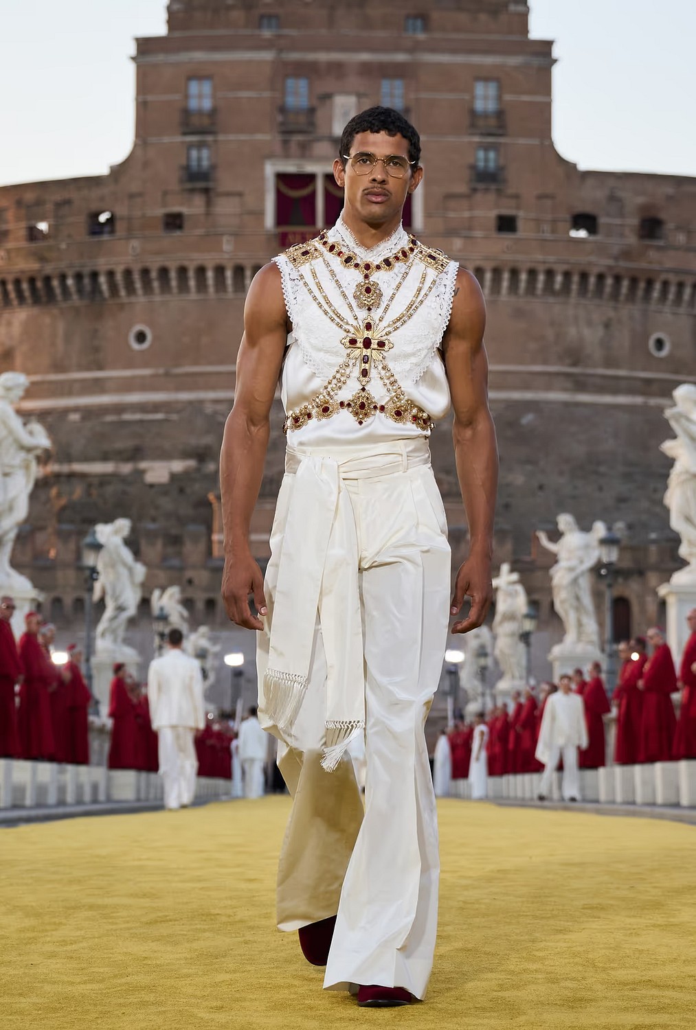 Jonas Barros at the Dolce & Gabbana Alta Sartoria 2025 Show Roma